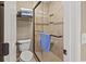 Tiled shower with glass door and a convenient towel rack, combining style and functionality at 300 Shorehaven Dr. # W-3, North Myrtle Beach, SC 29582