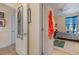Bright bedroom with a ceiling fan and a blue accent wall at 4503 W Harbour Ct. # S-6, Little River, SC 29566