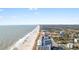 Expansive aerial view featuring beachfront condos, clear ocean, and vibrant coastal living at 7100 N Ocean Blvd. # 221, Myrtle Beach, SC 29572