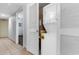 Laundry closet featuring a stacked washer and dryer, maximizing space efficiency at 7100 N Ocean Blvd. # 221, Myrtle Beach, SC 29572