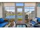 Cozy sunroom with comfortable seating and panoramic views of the serene lake at 712 Painted Bunting Dr. # B, Murrells Inlet, SC 29576