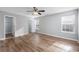 Large bedroom with two windows and wood-look floors. Includes an en-suite bathroom at 1108 Patricia Ct., Conway, SC 29526