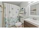 Compact bathroom featuring a shower-tub combination and functional storage at 1890 Colony Dr. # 17T, Surfside Beach, SC 29575