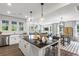 Modern kitchen with stainless steel appliances, white cabinetry, and an island that opens to the living and dining room at 4043 Bucolic Loop, Myrtle Beach, SC 29588