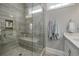 Modern shower with a tiled seat, a glass wall, and a built-in shelf at 1004 Marsh View Dr., North Myrtle Beach, SC 29582