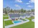 Aerial shot of a home featuring a private backyard pool, patio, and manicured lawn at 110 Echaw Dr., Conway, SC 29526