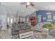 Comfortable living area with open layout, vaulted ceiling, modern decor, and smooth flow into the kitchen at 110 Echaw Dr., Conway, SC 29526