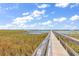 Picturesque view of a wooden pier extending into calm waters, perfect for a peaceful walk at 1582 S Waccamaw Dr. # 44, Murrells Inlet, SC 29576