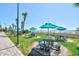 Charming picnic area with tables, umbrellas and a view of the beach at 201 74Th Ave. N # 2549/2550, Myrtle Beach, SC 29577