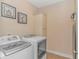 Bright laundry room with modern washer and dryer, plus storage at 2526 Great Scott Dr., Myrtle Beach, SC 29579