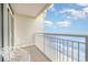 Inviting balcony features clear chairs and a tranquil view of the ocean at 2701 S Ocean Blvd. # 1908, North Myrtle Beach, SC 29582
