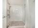 Bathroom walk-in shower with white marble tile at 2701 S Ocean Blvd. # 1908, North Myrtle Beach, SC 29582