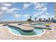 Outdoor lazy river with a brick walkway, blue tile trim, and access to the beach and lounging area at 2701 S Ocean Blvd. # 1908, North Myrtle Beach, SC 29582