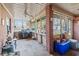 Spacious covered porch featuring brick supports, ceiling fans, and views of the backyard at 2945 Old Railroad Rd., Conway, SC 29527
