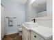 Modern bathroom with quartz countertop, vessel sink, and sleek black fixtures at 489 Harbour View Dr., Myrtle Beach, SC 29579