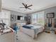 Spacious bedroom with fan, TV, and baseball-themed decorations at 489 Harbour View Dr., Myrtle Beach, SC 29579