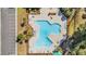 Aerial view of the community pool, showcasing its unique shape and surrounding amenities at 5042 Forsythia Circle # 5042, Murrells Inlet, SC 29576