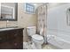 Bathroom features a vanity with a sink and a shower-tub combination at 5905 S Kings Hwy. # 318B, Myrtle Beach, SC 29575