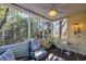 Cozy screened porch with comfortable seating and scenic views of the surrounding greenery, perfect for relaxation at 670 2Nd Ave. N, North Myrtle Beach, SC 29582
