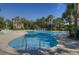 Large private pool surrounded by lush tropical landscaping and plenty of seating, perfect for relaxing at 671 Norris Dr., Pawleys Island, SC 29585