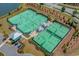 Aerial view of tennis and pickleball courts, showcasing well-maintained facilities and landscaping at 6892 Belancino Blvd., Myrtle Beach, SC 29572