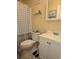 Bathroom features a toilet, sink, and shower at 9903 Conifer Ln., Murrells Inlet, SC 29576