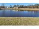 Beautiful lake view from the backyard, surrounded by mature trees and well-maintained landscaping at 1105 Oxeye St., North Myrtle Beach, SC 29582