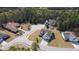 An aerial shot highlighting a home in a serene, tree-lined neighborhood with well-kept lawns at 1201 Ficus Dr., Myrtle Beach, SC 29579