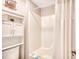 Well-organized bathroom with a shower-tub combination and convenient storage shelves for a tidy space at 1221 Tidewater Dr. # 1721, North Myrtle Beach, SC 29582