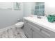 Bathroom featuring a light blue walls, a modern vanity, and stylish fixtures at 225-B Dogwood Dr. N, Murrells Inlet, SC 29576