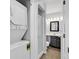 Bathroom featuring a stacked washer/dryer, a walk-in shower, a gray vanity, and a tiled floor at 351 Lake Arrowhead Rd. # 12-347, Myrtle Beach, SC 29572