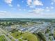 An aerial view showcasing a marina, nearby condos, roadways, and waterway access at 4440 Nassau Ct. # 502, Little River, SC 29566