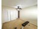 Spacious bedroom features a ceiling fan, carpet flooring and a double door closet at 488 Greenview Dr. # 1, Johnsonville, SC 29555