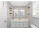 Bright bathroom with dual sinks, white cabinets, and fresh decor at 510 21St Ave. N, North Myrtle Beach, SC 29582