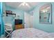Inviting bedroom featuring coastal accents and a ceiling fan at 6001- 1222 S Kings Highway, Myrtle Beach, SC 29575