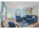 Cozy living room with blue walls, coastal decor, comfortable seating and natural light, creating a relaxing space at 6001- 1222 S Kings Highway, Myrtle Beach, SC 29575