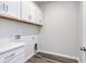Laundry room featuring white cabinets, a gray countertop, and modern fixtures at 899 Agostino Dr., Myrtle Beach, SC 29579