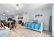 Spacious living area with a daybed, fireplace, and dining table at 108 Cole Dr., Pawleys Island, SC 29585