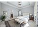 Relaxing main bedroom with tray ceilings, neutral paint, and an en-suite bathroom at 108 Silver Peak Dr., Conway, SC 29526