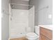 Bathroom featuring a shower, toilet, and a vanity with storage at 1097 Balmore Dr., Myrtle Beach, SC 29579