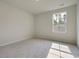 An empty bedroom bathed in natural light, featuring neutral carpeting and a window overlooking the backyard at 1369 Palm Springs Paloma Dr, Longs, SC 29568