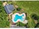 This aerial view showcases the community pool with surrounding trees and a fence at 1501 Ferney Dr., Conway, SC 29526