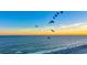 Tranquil ocean view at sunset with birds in flight and gentle waves lapping the sandy shore, evoking serenity at 1501 S Ocean Blvd. # 844, Myrtle Beach, SC 29577