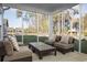 Relax on the screened porch featuring a neutral color scheme and view of the surrounding greenery at 1509 Seachase Way, North Myrtle Beach, SC 29582