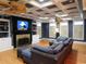Elegant living room with hardwood floors, fireplace, built-ins, and coffered ceilings at 220 Starcrest Circle, North Myrtle Beach, SC 29582