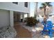 Outdoor patio under the house featuring a paver patio, landscaping and comfortable seating at 220 Starcrest Circle, North Myrtle Beach, SC 29582