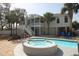 Relaxing backyard features a private pool and spa, perfect for outdoor entertaining at 220 Starcrest Circle, North Myrtle Beach, SC 29582