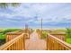 A wooden boardwalk leads to a sandy beach and ocean views on a partly cloudy day at 2504 Ocean Blvd. # 1134, Myrtle Beach, SC 29577