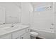 Bright bathroom featuring a single vanity, toilet, and shower/tub with white fixtures at 272 Stillbrook Dr., Longs, SC 29568