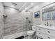 Elegant bathroom featuring tile, glass shower, and a stylish vanity at 409 25Th Ave. N, North Myrtle Beach, SC 29582